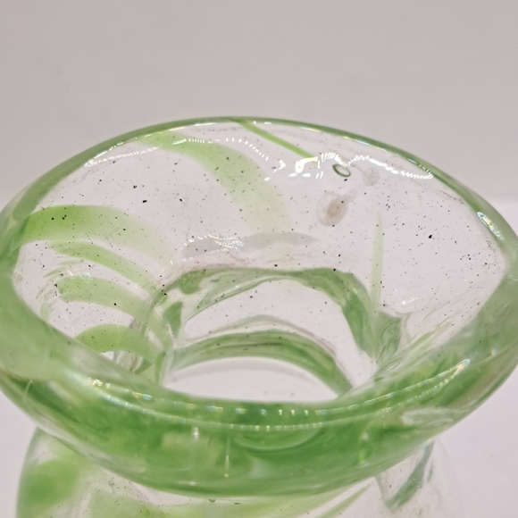 Two Art Glass Vases.  Beautiful green swirls in glass. - Picture 8 of 8